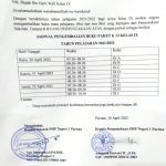JADWAL PENGEMBALIAN BUKU PAKET KELAS IX TAHUN PELAJARAN 2021/ 2022